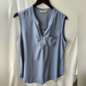 Tribal Women's Light Blue Zip-Front Blouse